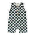 Mebie Baby Charcoal Wavy Checkered Short Romper