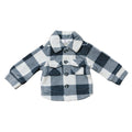 Mebie Baby Checkered Sherpa Shacket - Navy