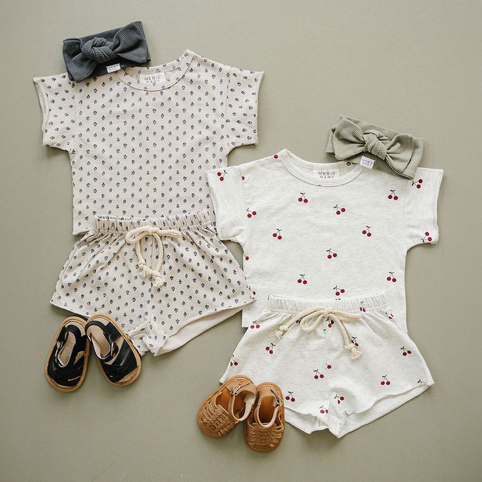 Mebie Baby Berry Floral Short Set and Mebie Baby Cherries Short Set