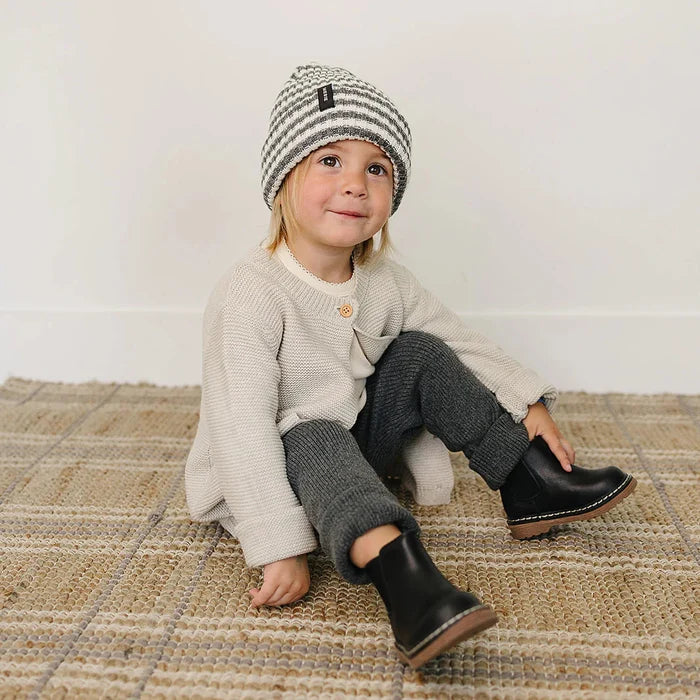 Mebie Baby Chunky Knit Beanie - Grey & White