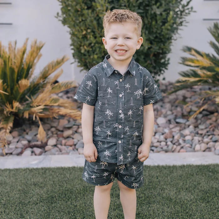 Mebie Baby Cotton Shorts - Navy Surfer