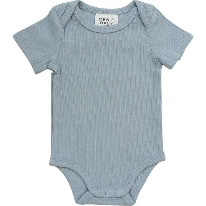 Mebie Baby Dusty Blue Cotton Ribbed Bodysuit