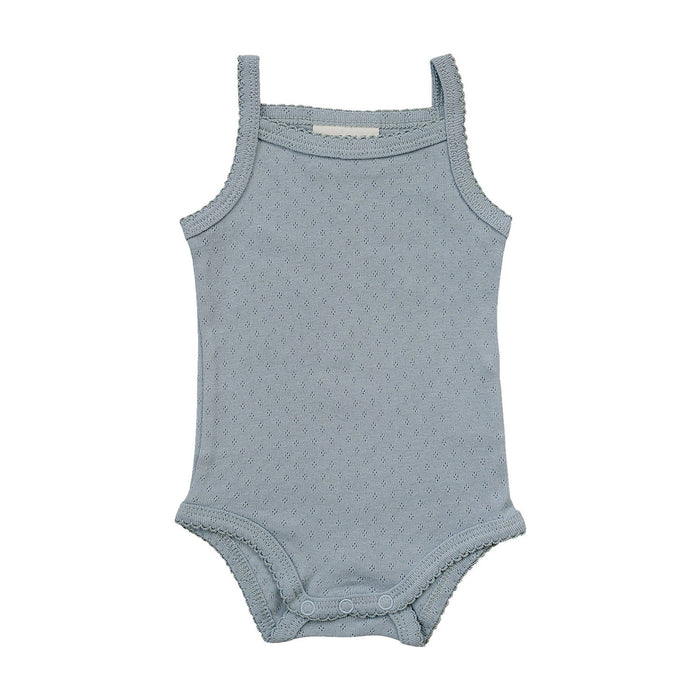 Mebie Baby Dusty Blue Pointelle Bodysuit