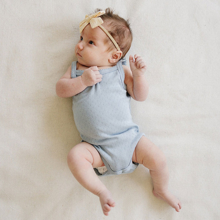 Mebie Baby Dusty Blue Pointelle Bodysuit