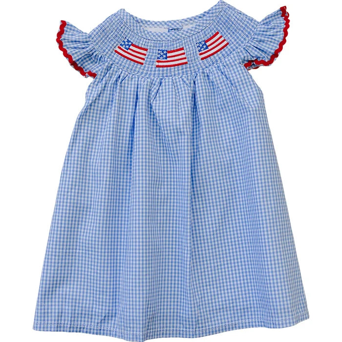 Mebie Baby Flag Gingham Smocked Dress