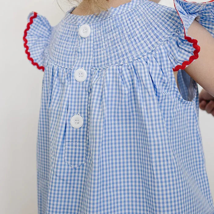 Mebie Baby Flag Gingham Smocked Dress