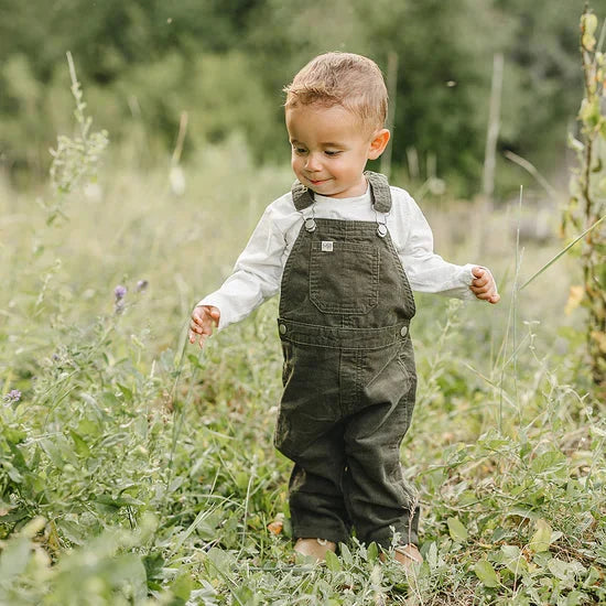 Mebie Baby Green Corduroy Overalls