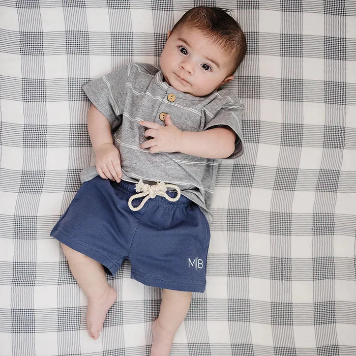 Mebie Baby Grey Stripe Button Tee