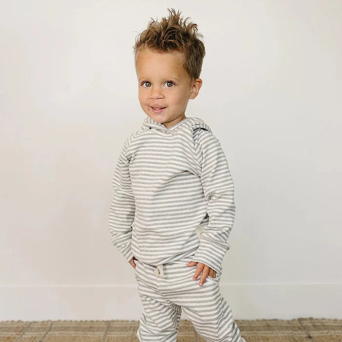 Mebie Baby Hooded Set - Grey Striped