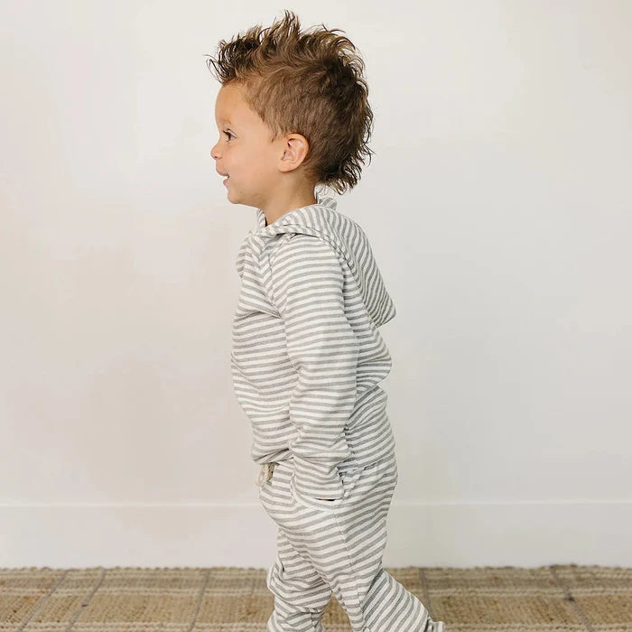 Mebie Baby Hooded Set - Grey Striped