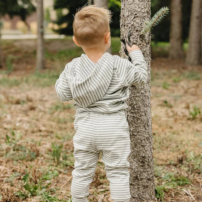 Mebie Baby Hooded Set - Grey Striped