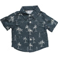 Mebie Baby Linen Button Up Shirt - Navy Surfer
