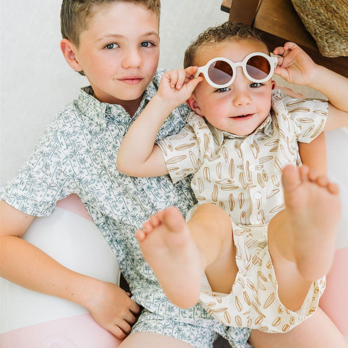 Mebie Baby Linen Button Up Shirt - Surfboard