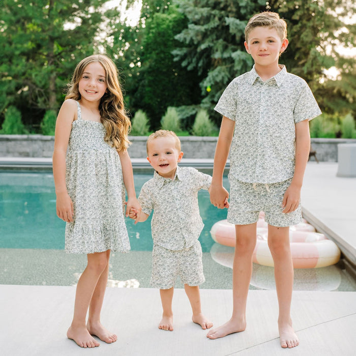 Mebie Baby Linen Button Up Shirt - Palm Tree