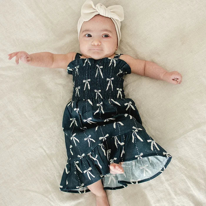 Mebie Baby Linen Dress - Bow