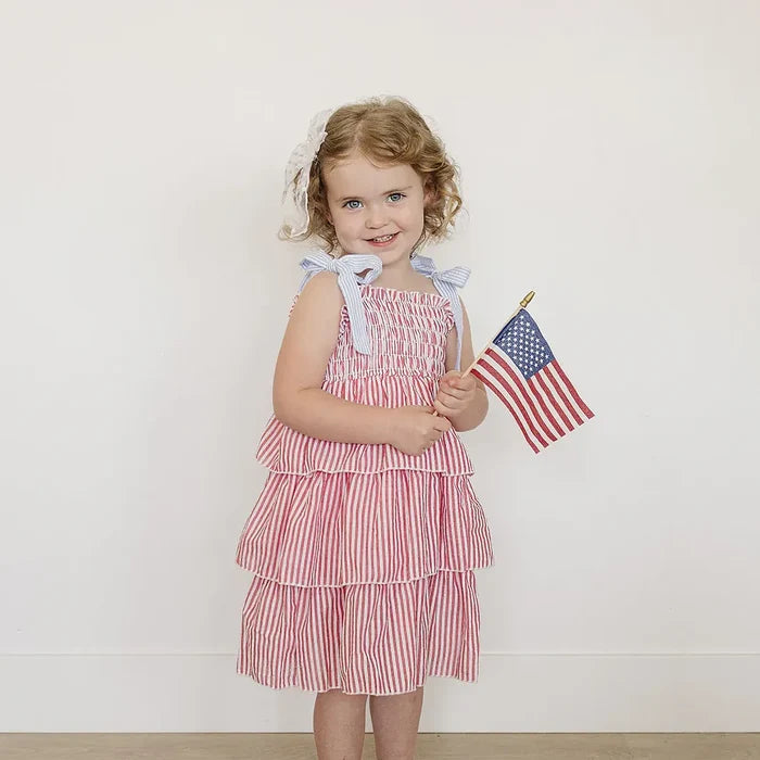 Mebie Baby Linen Dress - Stripe Ruffle