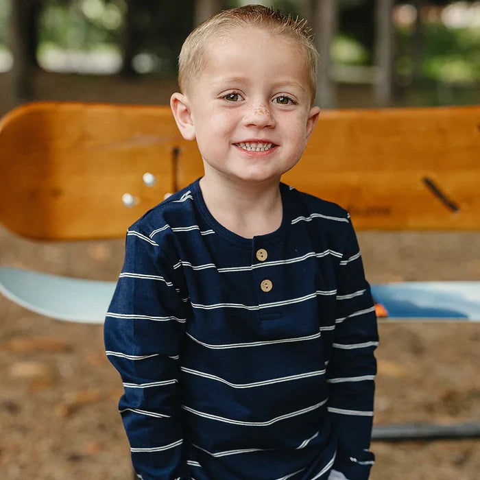 Mebie Baby Long Sleeve Tee - Navy Stripe