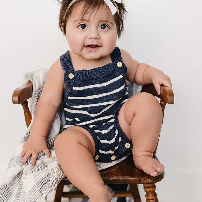 Mebie Baby Nautical Stripe Knit Bubble Romper