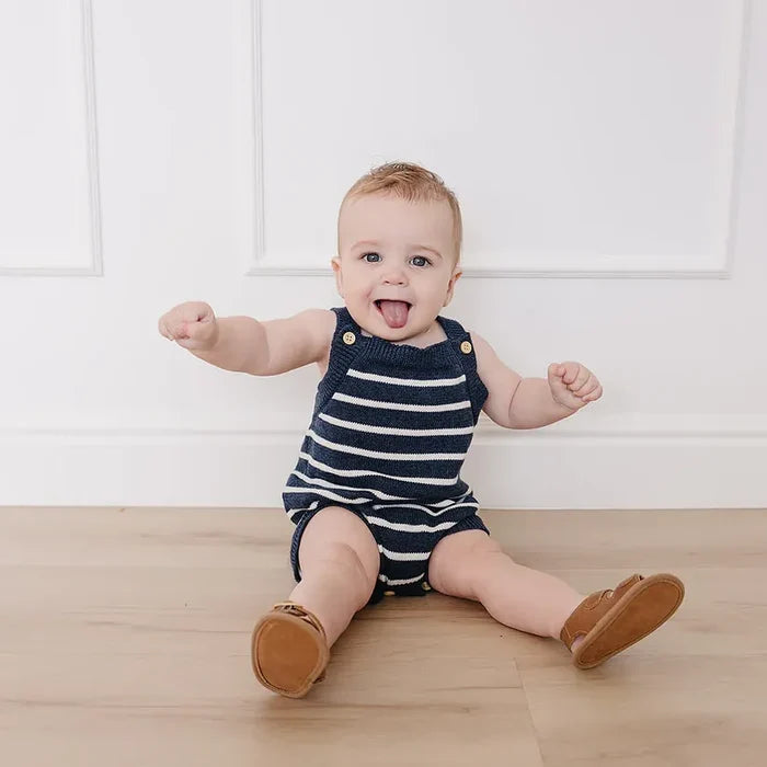 Mebie Baby Nautical Stripe Knit Bubble Romper