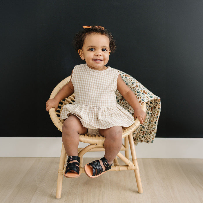 Mebie Baby Oatmeal Gingham Peplum Set