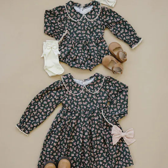 Mebie Baby Olive Bloom Bubble Romper