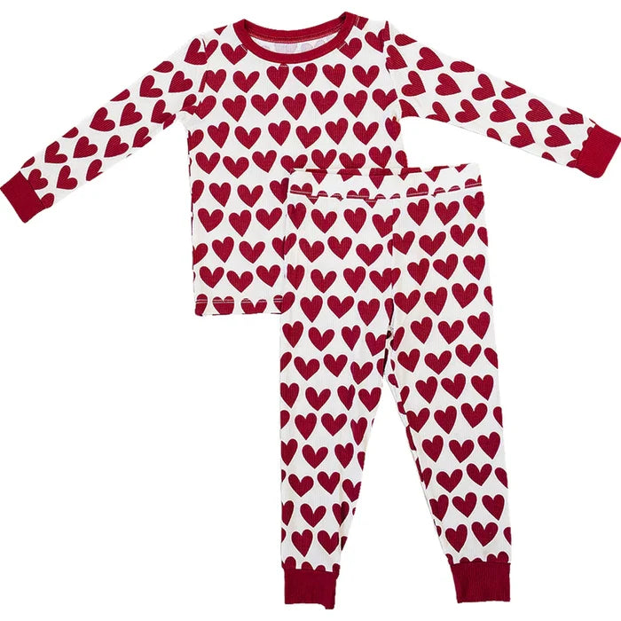 Mebie Baby Ribbed Bamboo Cozy Set - Hearts