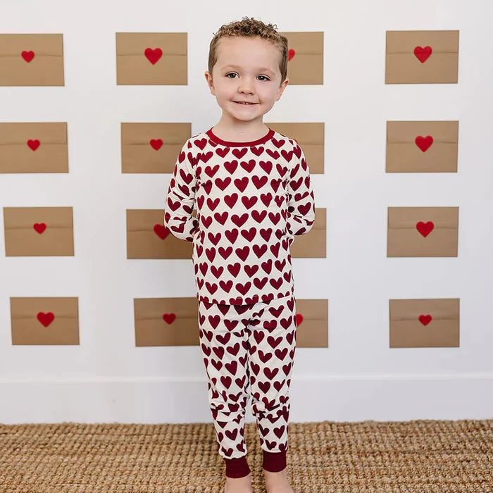 Mebie Baby Ribbed Bamboo Cozy Set - Hearts