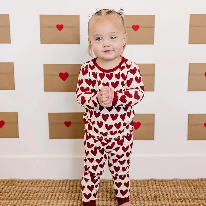 Mebie Baby Ribbed Bamboo Cozy Set - Hearts