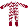 Mebie Baby Ribbed Bamboo Zipper Footie - Hearts
