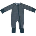 Mebie Baby Ribbed Bamboo Zipper Pajama - Navy Stripes