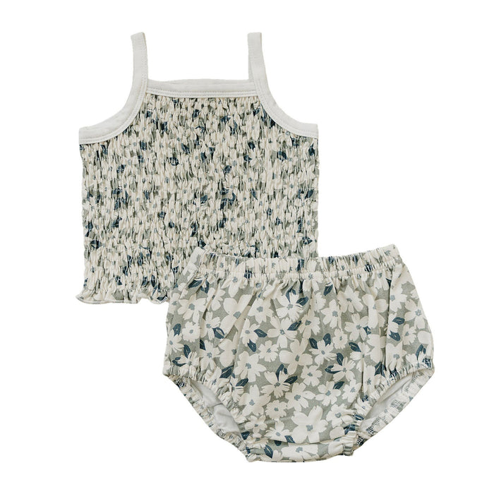 Mebie Baby Ruched Floral Bloomer Set