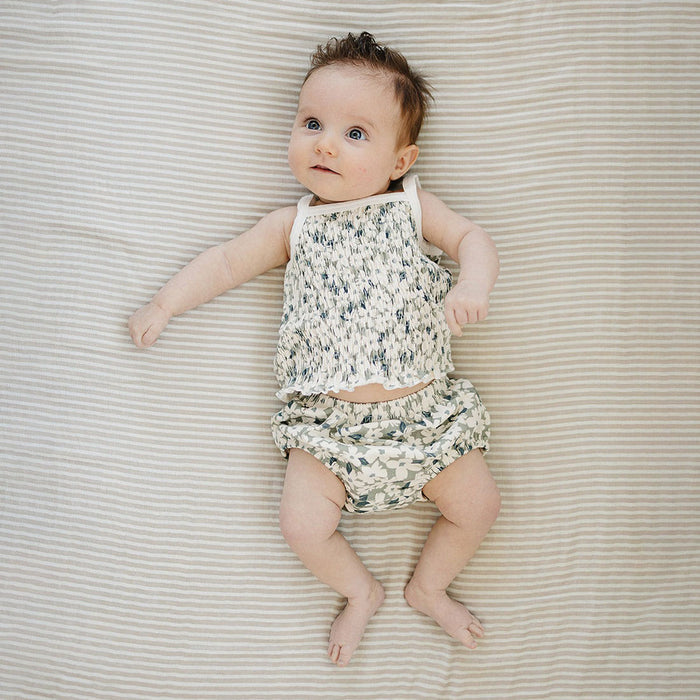 Mebie Baby Ruched Floral Bloomer Set