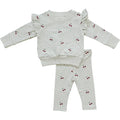 Mebie Baby Ruffle French Terry Set - Cherry
