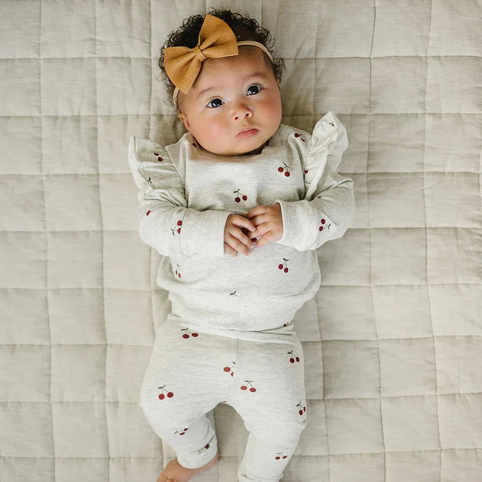 Mebie Baby Ruffle French Terry Set - Cherry