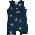 Mebie Baby Short Romper - Sailboat