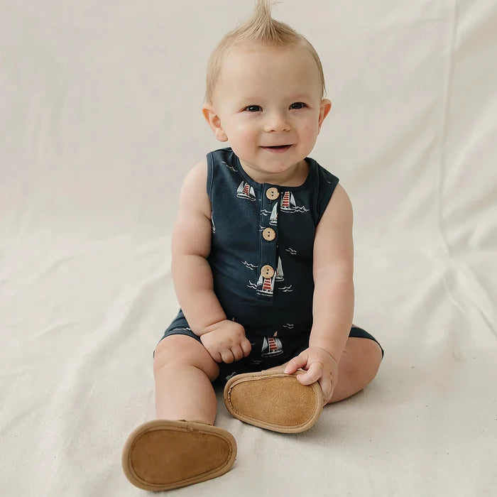 Mebie Baby Short Romper - Sailboat