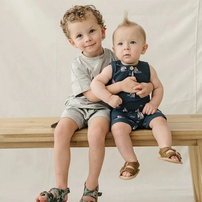 Mebie Baby Short Romper - Sailboat