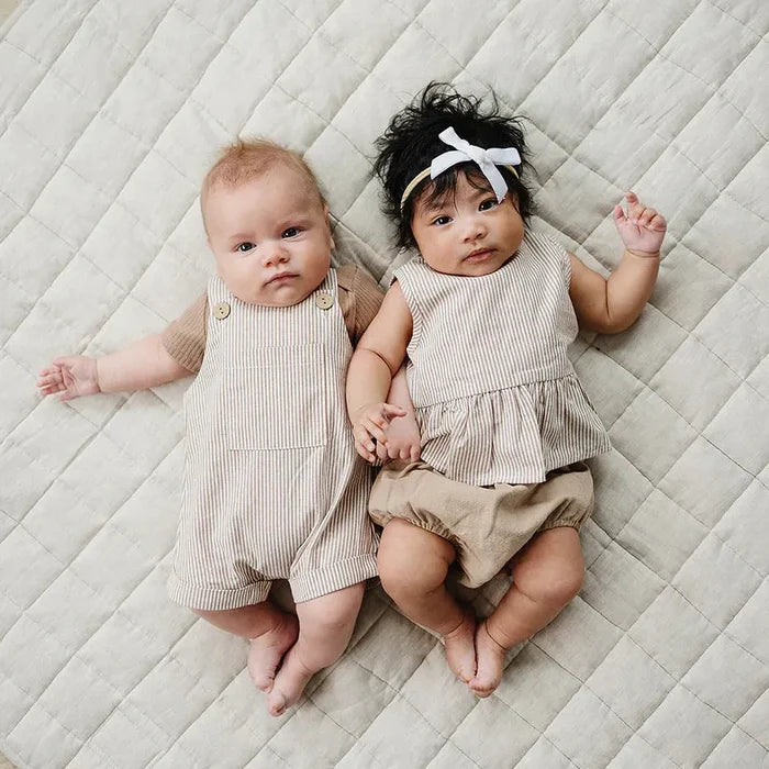 Mebie Baby Tan Stripes Peplum Set