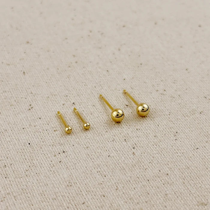 Miel & Gold Ball Stud Earrings 18k Gold Filled