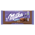 Milka Oreo Choco Milk Chocolate Covered Biscuit Pieces bring together the creamy richness of Milka A