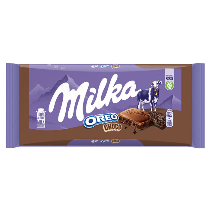 Milka Oreo Choco Milk Chocolate Covered Biscuit Pieces bring together the creamy richness of Milka A