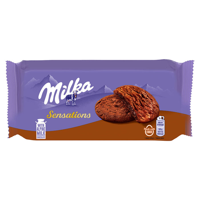 Milka Sensation Dark Choco is a soft, chewy cookie filled with rich dark chocolate chips and a smoot