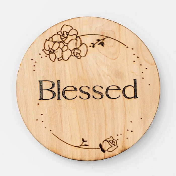 Miriia Blessed' Wood Plaque Floral Photo Prop