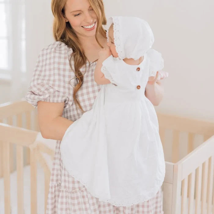 Miriia Everly Baby Girl White Cotton Baptism Christening Dress