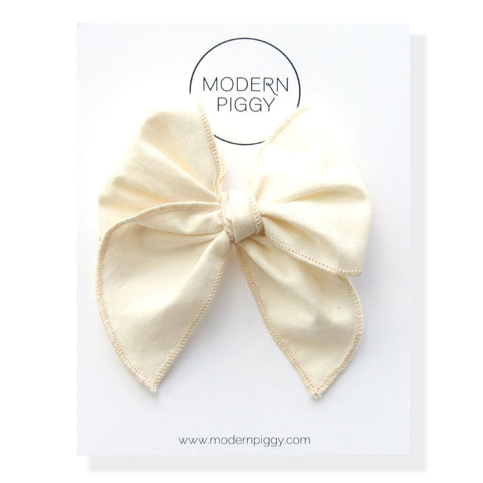 Modern Piggy Petite Party Bow - Nylon Headband - Whisper