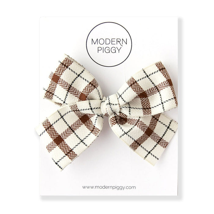 Modern Piggy Ribbon Bow - Alligator Clip - Schoolgirl Plaid