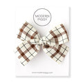 Modern Piggy Ribbon Bow - Alligator Clip - Schoolgirl Plaid