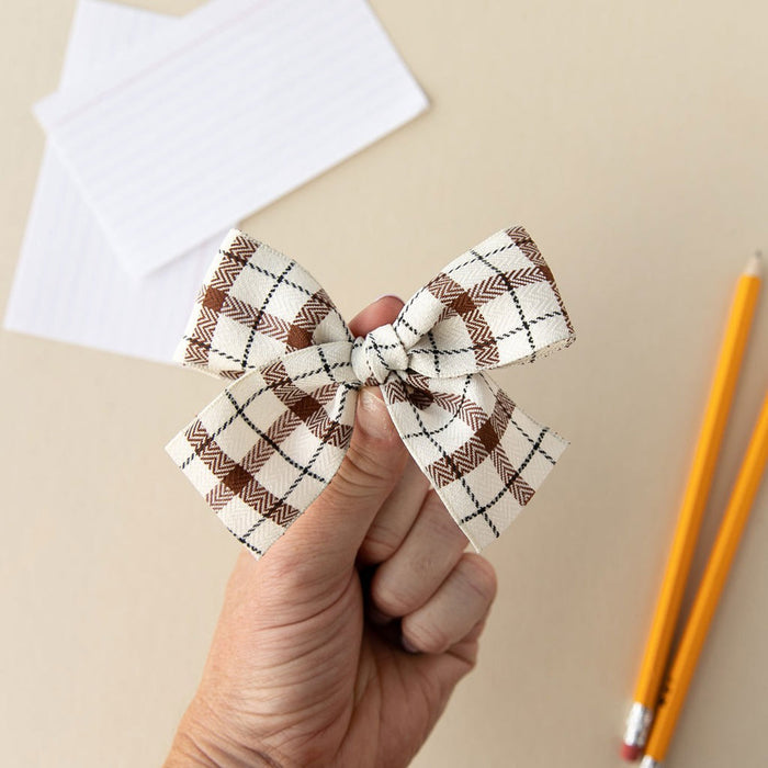 Modern Piggy Ribbon Bow - Alligator Clip - Schoolgirl Plaid
