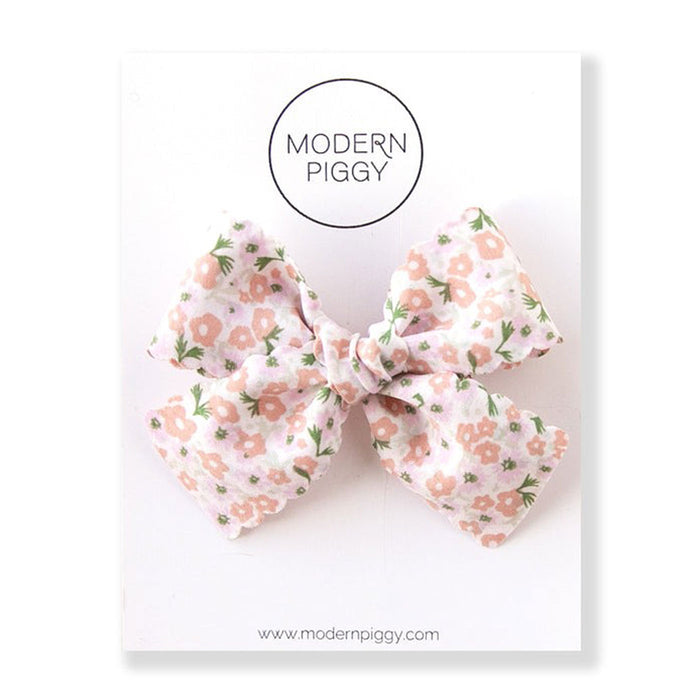 Modern Piggy Ribbon Bow - Alligator Clip - Posy Scallop