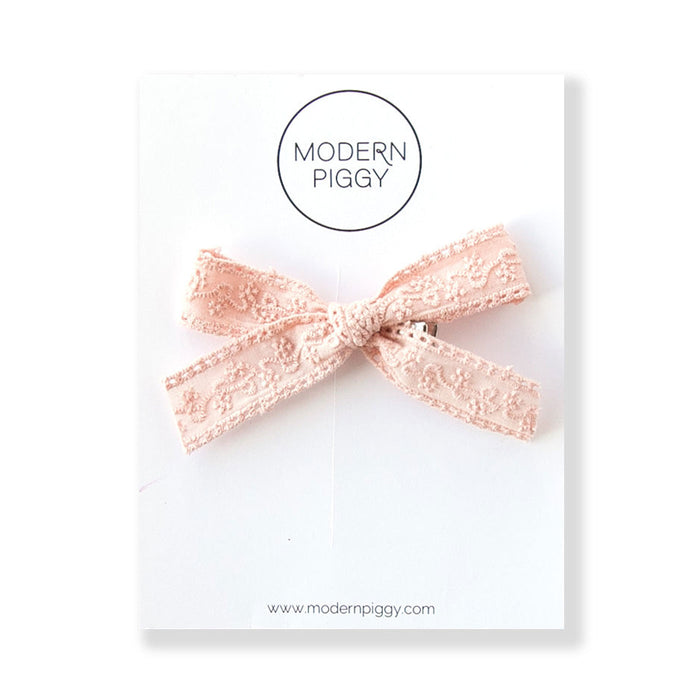 Modern Piggy Ribbon Bow - Nylon Headband - Lace